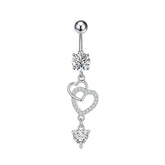 NEW HEART CZ DANGLE NAVEL RING PIERCING JEWELRY_CWMM9375