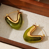 Triangle Geometric Stainless Steel 18Kgold Earrings_Cwmm3601