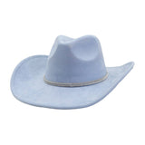 SUEDE DENIM COWBOY FEDORA HAT WESTERN ETHNIC STYLE_CWAH04394