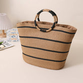 NEW STRIPED TOTE STRAW BAG WOVEN BAG_CWAB1889