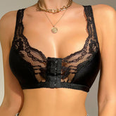 LARGE SIZE FRONT BUCKLE LACE THIN GATHERED BRALETTE_CWMU0128