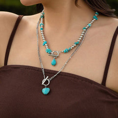 PUNK ALLOY MULTI LAYER CLAVICLE CHAIN NECKLACE_CWMM3149