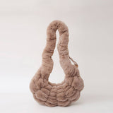 Winter Pleated Shoulder Bag Fashionable Plush Bag_Cwab3953