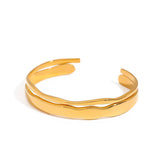 Vintage 18K Gold Wave Open Bangle, Stackable