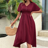 Waistline Temperament V-Neck Dress