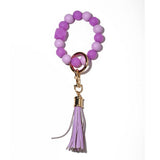 GLOW BEAD BRACELET KEYCHAIN NEON SILICONE WRISTBAND_CWAB5097