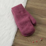 Womens Solid Color Rabbit Fur Full Finger Gloves_Cwag00592