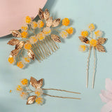 NEW YELLOW FLOWER BRIDAL HAIR ACCESSORIES_CWAHA2796