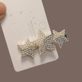 STARFISH FIVE POINTED STAR PEARL DUCKBILL HAIRPIN_CWAHA4660