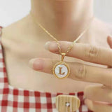 18K GOLD STAINLESS STEEL SHELL LETTER NECKLACE_CWAJE0686