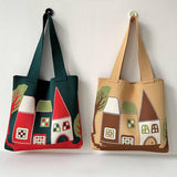 CARTOON CASTLE LARGE CAPACITY KNITTED TOTE BAG_CWAB1513