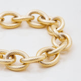 THICK RIBBED CROSS CHAIN BRACELET 18K GOLD STEEL_CWAJE4809