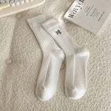 SIMPLE EMBROIDERED BOW SOCKS_CWMS0914