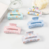 Cwaha1439_Bunny Head Print Rectangular Large Hair Claw Clip