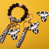 Wooden Bull Head Keychain With Silicone Bead Bracelet_Cwmm68