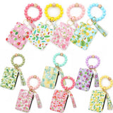 PRINTED CARD WALLET WITH BEADED BRACELET KEYCHAIN_CWAB4945
