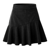 SOLID COLOR CORDUROY ZIPPER SKIRT PLEATED SKIRT_CWBSS0397