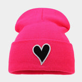 Winter Simple Heart Patch Knitted Hat_Cwah1605