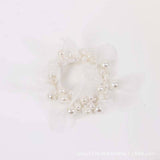 ELEGANT LACE PEARL HAIR TIE BUN PONYTAIL BAND_CWAHA6875