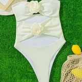 BIKINI 3D STEREO FLOWER WOMENS ONE PIECE SWIMSUIT_CWMW0698
