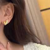 Valentines Day Heart Shaped Shell Pearl Earrings