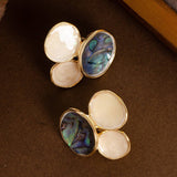 DESIGN OIL DRIPPED ABALONE SILVER NEEDLE EARRINGS_CWMM4335