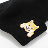 CUTE PUPPY HEAD KNITTED HAT WITH CURLED BRIM_CWAH2068
