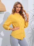 Womens Solid Color Long Sleeve Casual Shirt