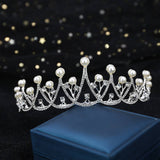 DIAMOND PEARL BRIDAL WEDDING CRYSTAL TIARA_CWMM2013