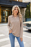 Solid Color Lapel Pocket Long Sleeve Loose T-Shirt