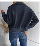 Solid-Color Polar Fleece Lapel Zipper Jacket