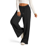 Tethered Solid Color Waist Fashion Wide Leg Pants