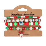 Cwmm10448_Christmas Charm Beaded Bracelet Snowman Tree Gift