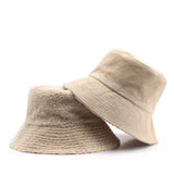 SOLID COLOR CHICKEN SKIN VELVET BUCKET HAT OUTDOOR_CWAH2175