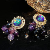 GRAPE SHAPE 925 SILVER NEEDLE STUD EARRINGS_CWAJE1117