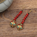 HIGH GRADE NATURAL STONE WOVEN COLORFUL EARRINGS_CWAJE3983