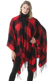 PLAID PATTERN PONCHOS CAPES COLOR BLOCK SHAWL WRAP_CWASC004