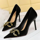 SHALLOW MOUTHED POINTED METAL BUCKLE HIGH HEELS_CWSHH0049