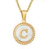 18K GOLD STAINLESS STEEL SHELL LETTER NECKLACE_CWAJE0686