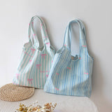 NEW LARGE STRIPED CANVAS TOTE BAG FOR WOMEN_CWAB5640