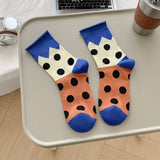 ALL SEASON PURE COTTON MID TUBE POLKA DOT SOCKS_CWMS0535