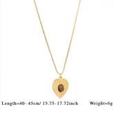 Vintage Stone Pendant Necklace Stainless Steel_Cwmm8874