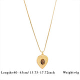 Vintage Stone Pendant Necklace Stainless Steel_Cwmm8874