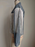 Washed Long Sleeve Denim Jacket With Fringe
