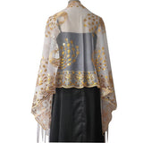PEACOCK EMBROIDERED SEQUINED TASSEL CAPE_CWASC1077