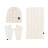 NEW KNITTED HAT SCARF AND GLOVES THREE PIECE SET_CWMM2777