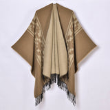 SIMPLE TASSEL GEOMETRIC CROSS RIBBON SHAWL_CWASC0958