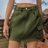 Trendy Denim Skirt With Pocket Cargo
