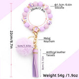 POM POM TASSEL KEYCHAIN SILICONE BEAD BRACELET_CWAB5016