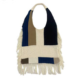 Women Retro Knit Stitching Portable Shoulder Bag_Cwab0834